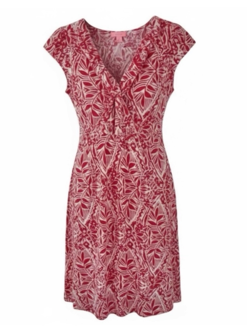 Lilly Pulitzer Punch Pink & White V-Neck Short Sleeve Silk Blend Clare Dress